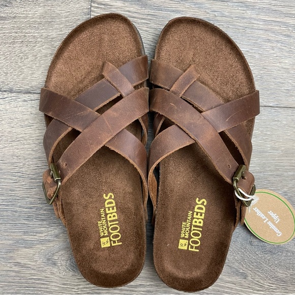 White Mountain Womens Hobo Leather Slip on Footbed Sandals. NIB Size 7 - Picture 5 of 13